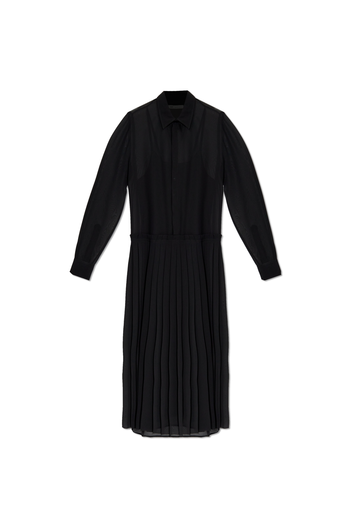 【送料&関税込】Ami Alexandre Mattiussi pleated Midi Dress Black Dress with pleated finish Ami Alexandre Mattiussi